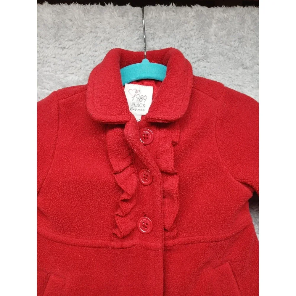 The Children's Place Baby Girl Red Peacoat Size 6-9 Months Winter Christmas